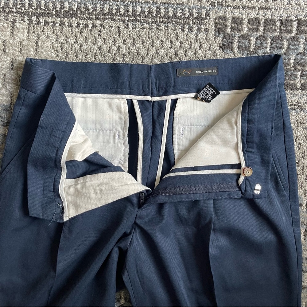 Mens Greg Norman Navy Blue Golf Pants, Business Pants, Size 34/30 - Picture 7 of 10